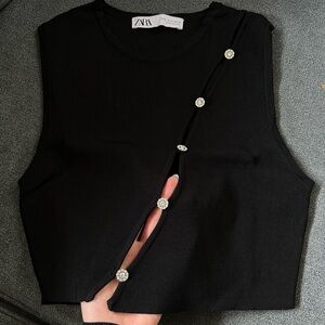 Zara knit top with jewel buttons